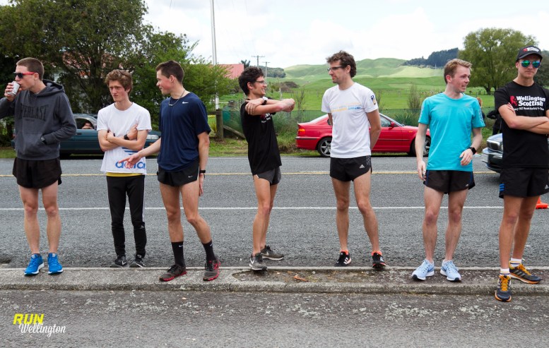 Wellington Scottish team mates awaiting the arrival of their "A Team" on the last lap